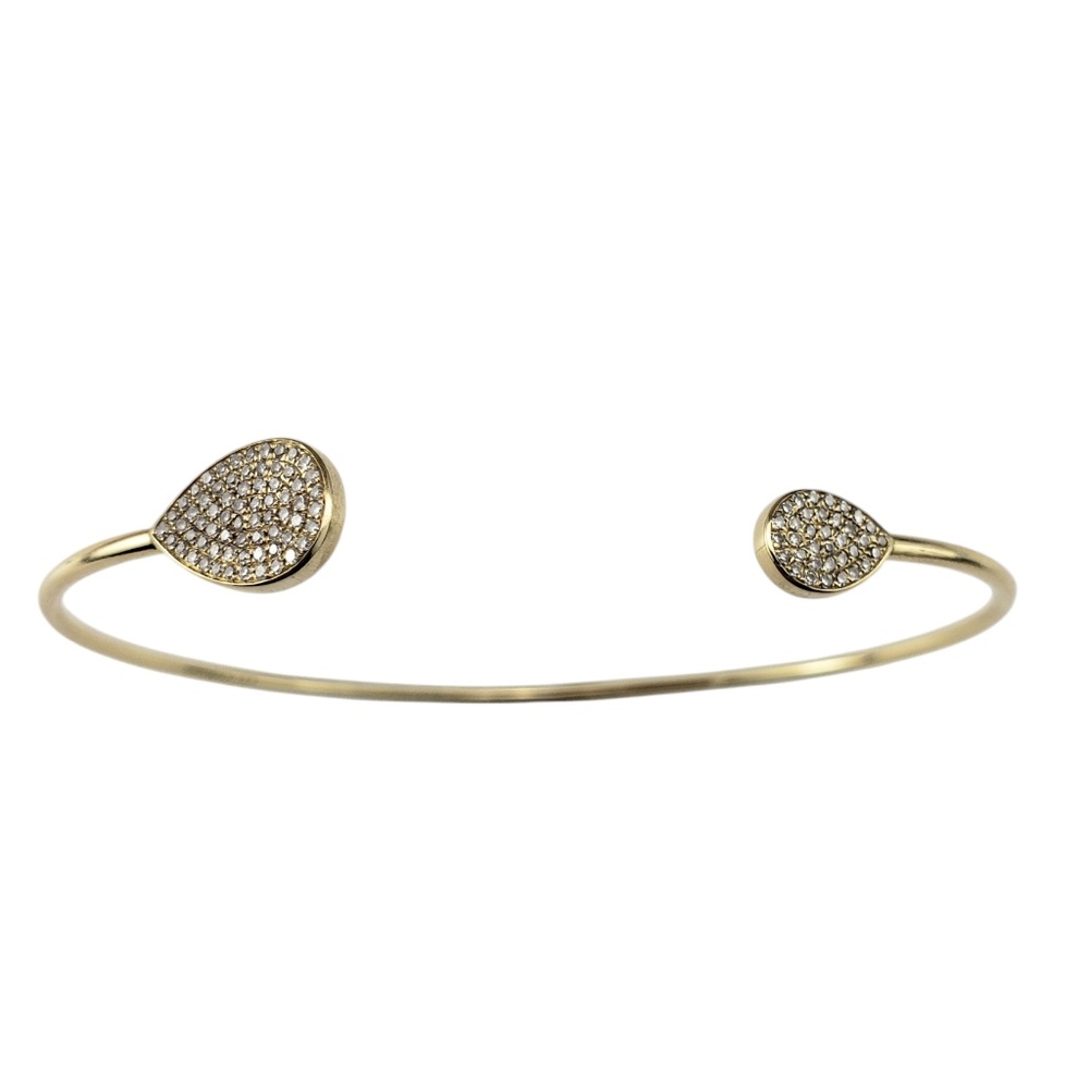 14K Yellow Gold and Diamond Teardrop Open Wire Cuff Bracelet #20518